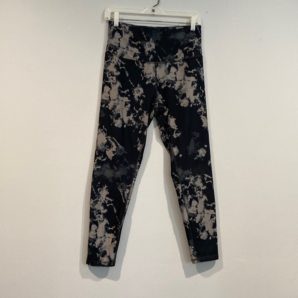 Marina Black and White Tie Dye Leggings - Criss Cross back Pocket